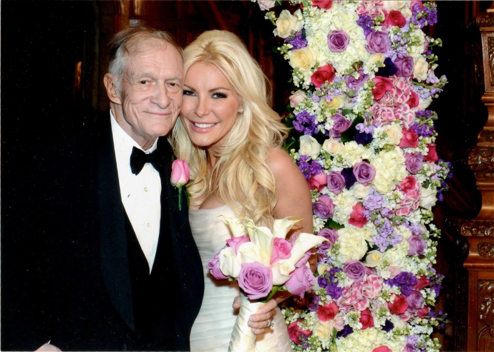 Crystal Hefner and Hugh Hefner on their wedding day.