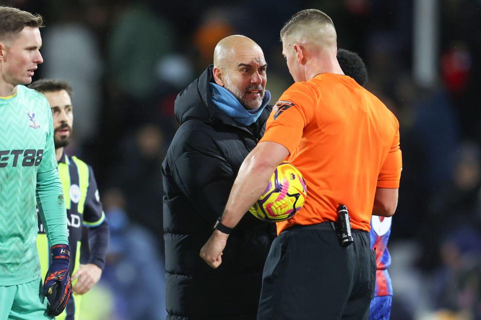 Guardiola confronted ref Robert Jones at full-time