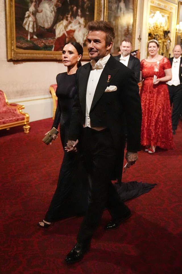 David and Victoria at a state banquet in Buckingham Palace last week