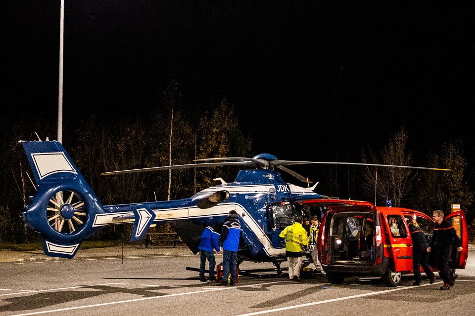 Officers, members of the Toulouse paediatric team and emergency services operate from the makeshift command post