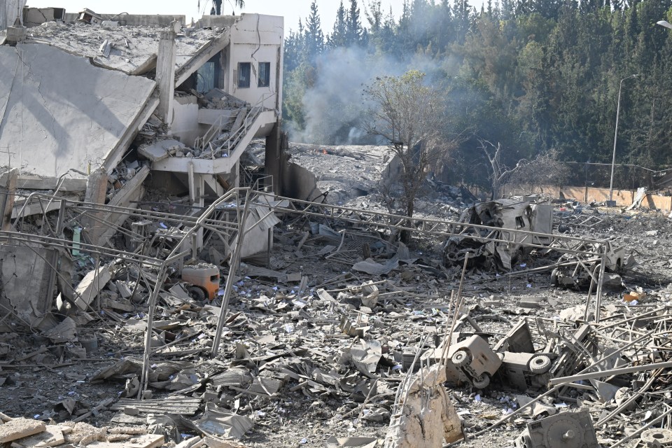 The scene of destruction at the Barzah scientific research centre, north of Damascus, following an Israeli airstrike