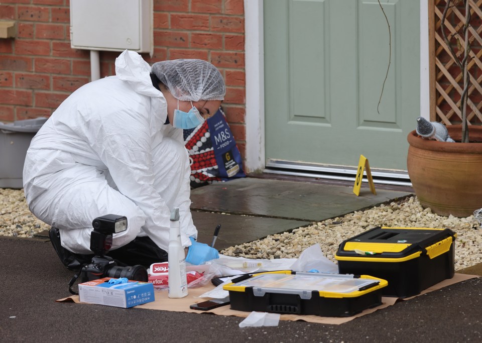 Evidence being collected by forensic cops