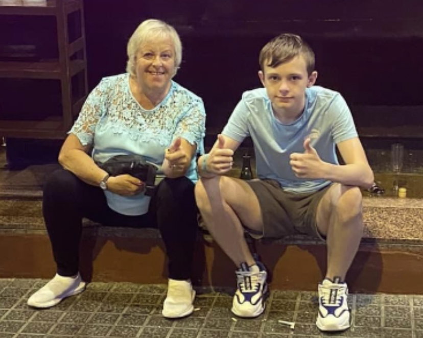 Mason Rist, 15, with his grandmother.