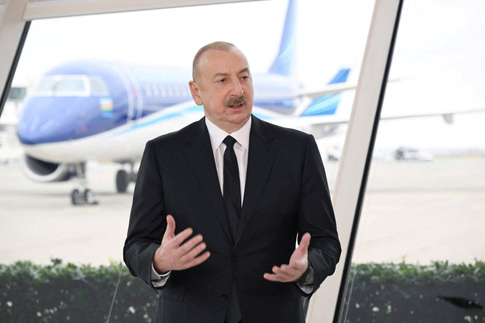 Azerbaijan’s President Ilham Aliyev speaks during an interview