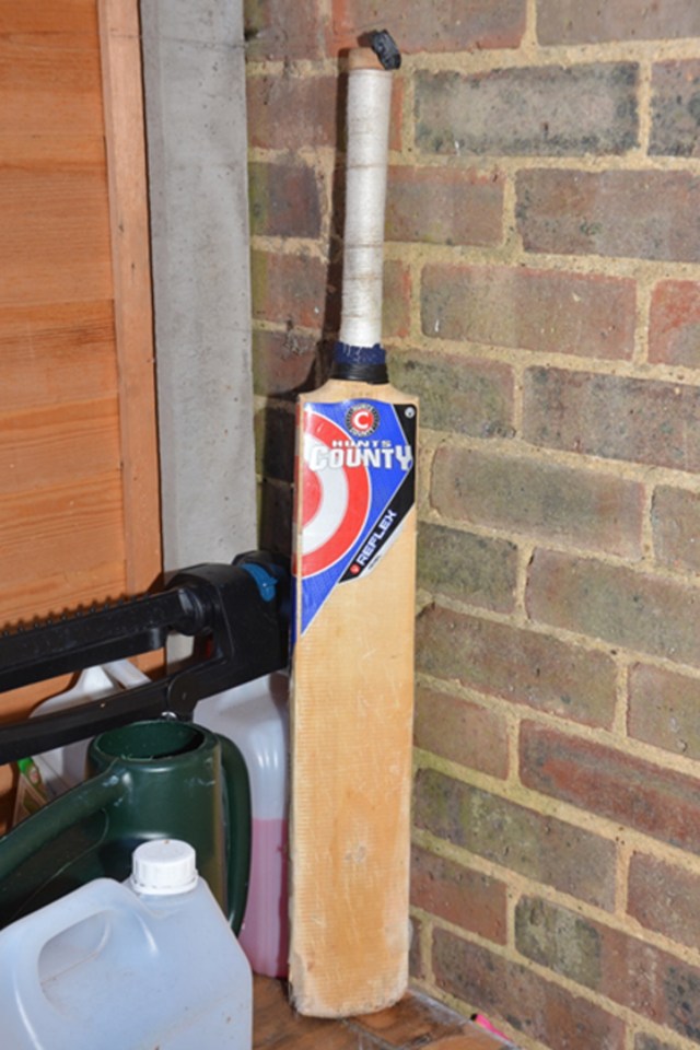 The cricket bat used to bludgeon Sara