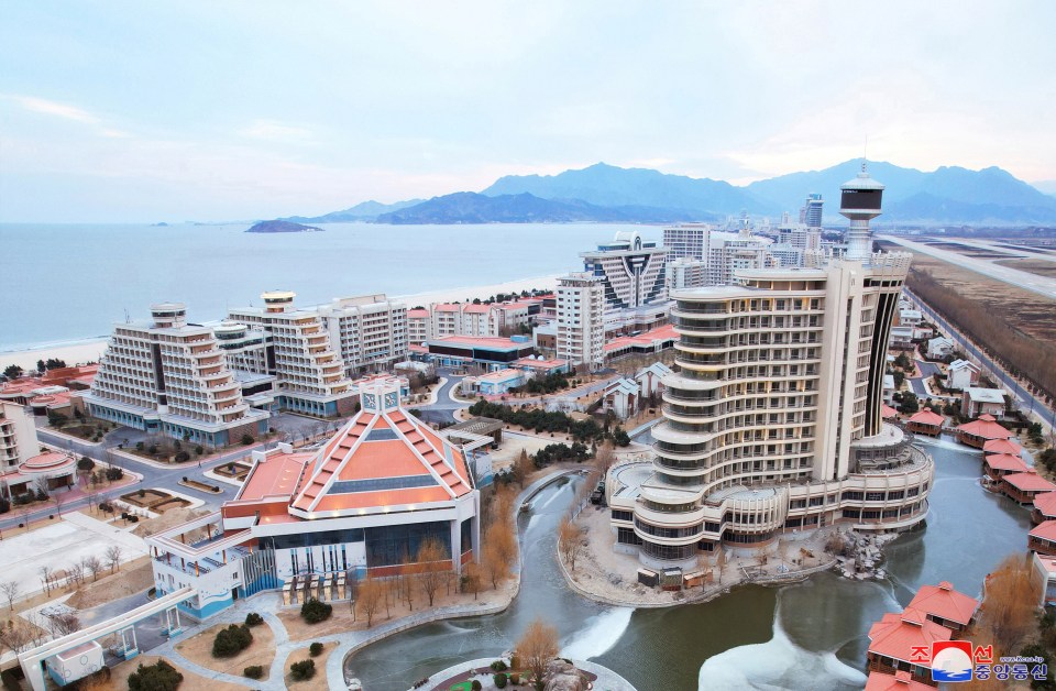 Skyline view of the newly built coastal tourist area in Wonsan