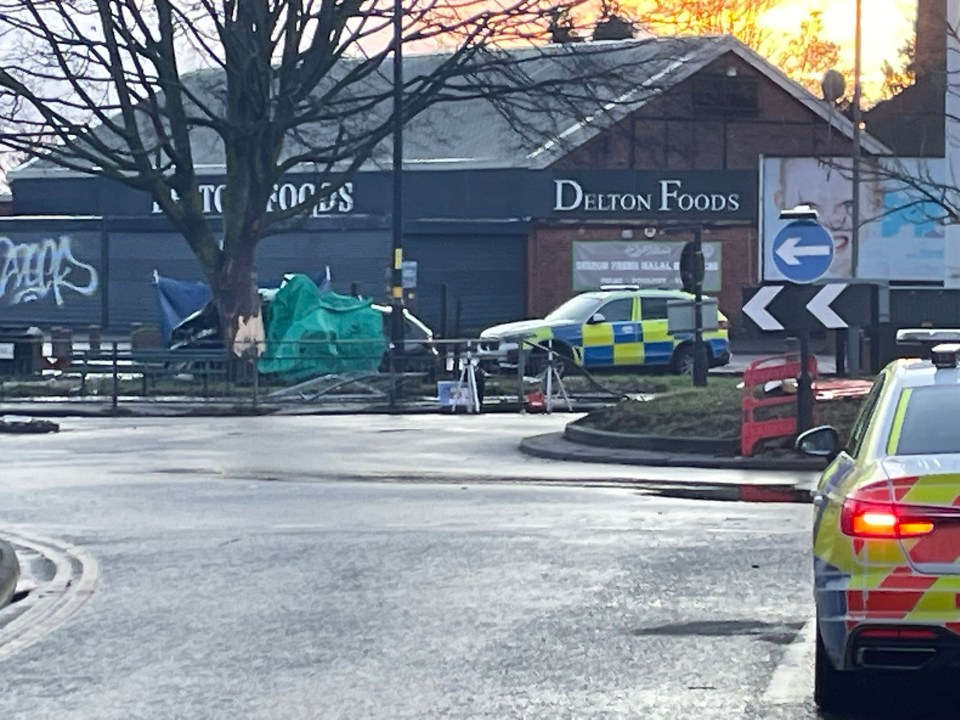 Police cars at the scene of a fatal incident in Church Lane, Birmingham.