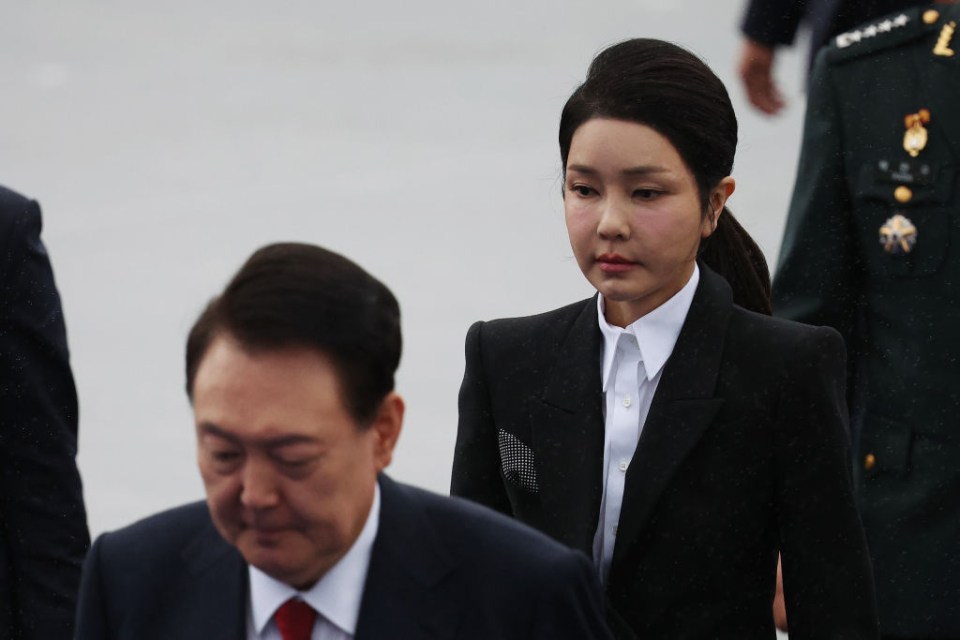 President Yoon Suk Yeol and his wife Kim Keon Hee at a South Korean Armed Forces Day ceremony.