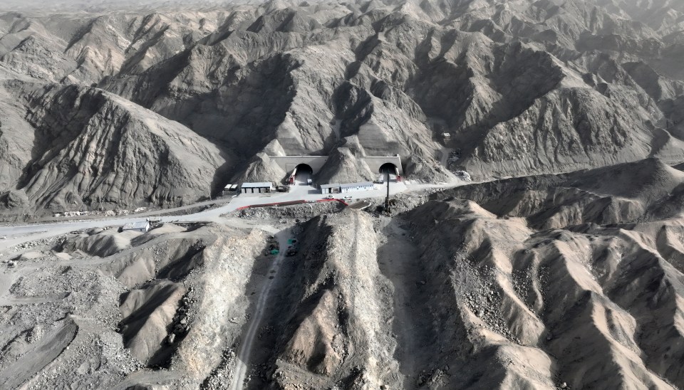 Picture shows two exits  of the 13-mile motorway tunnel