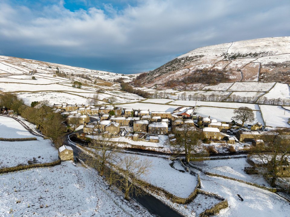 Snowfall in Swaledale, North Yorkshire before Christmas