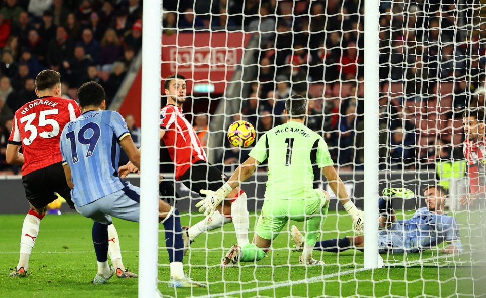 James Maddison scoring a goal for Tottenham Hotspur.