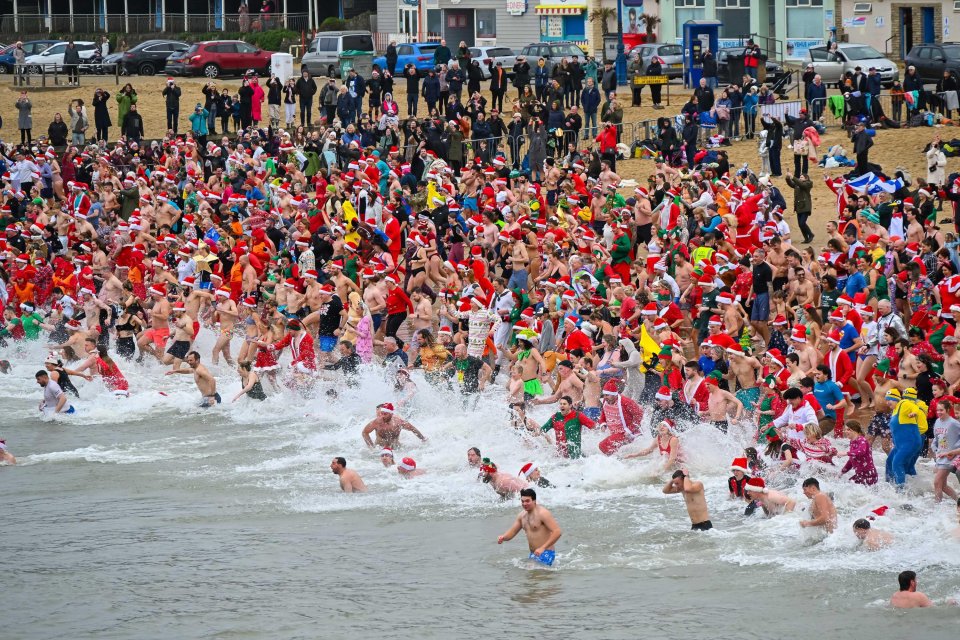 The Macmillan White Christmas Dip charity dip took place on the same stretch this morning