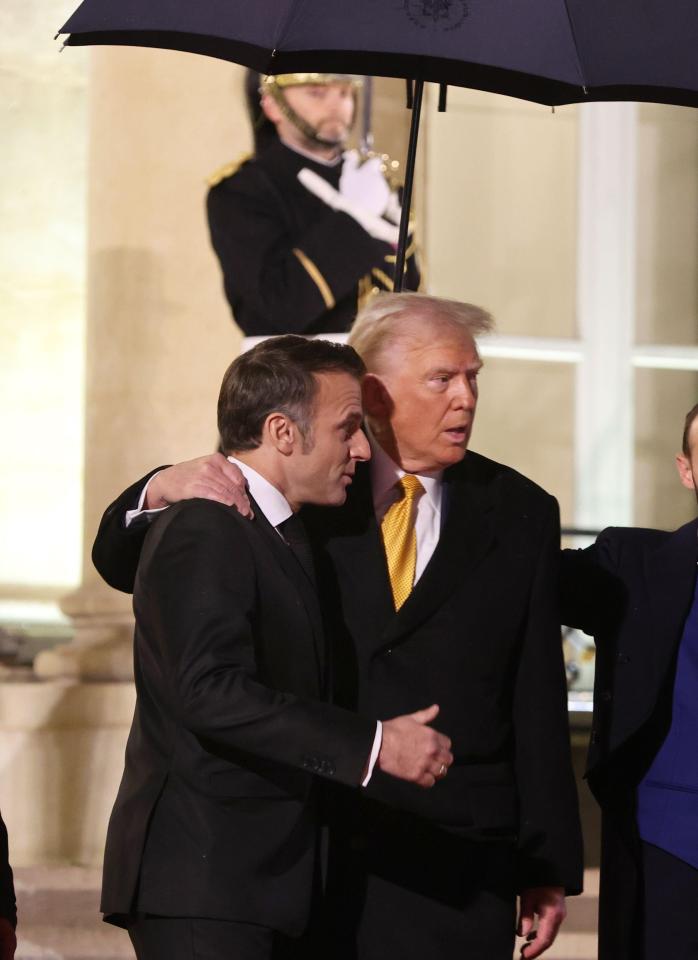 President Emmanuel Macron and Donald Trump were seen looking close as they departed the service