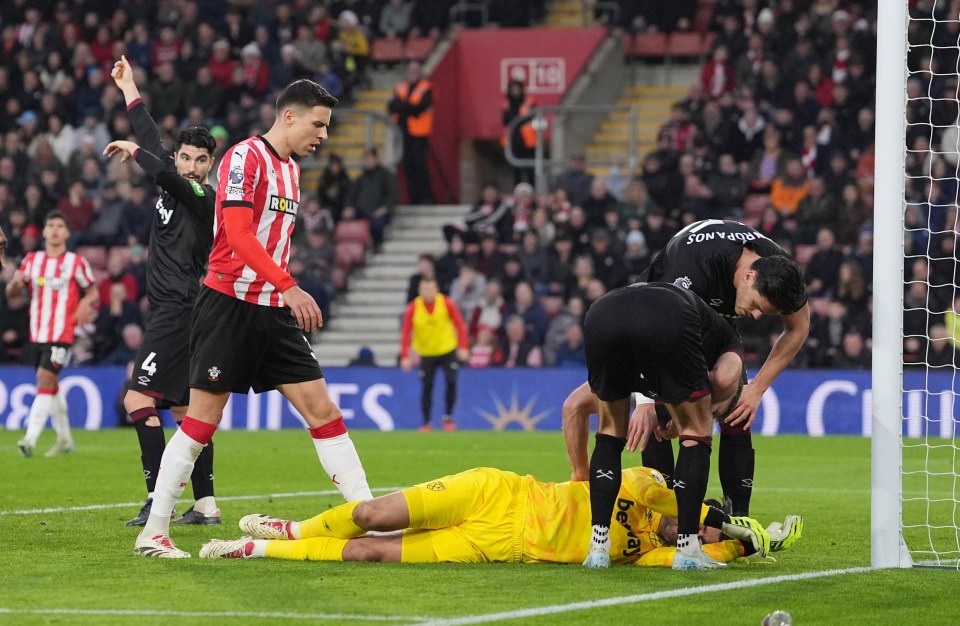 The first-half incident left team-mates and opponents concerned