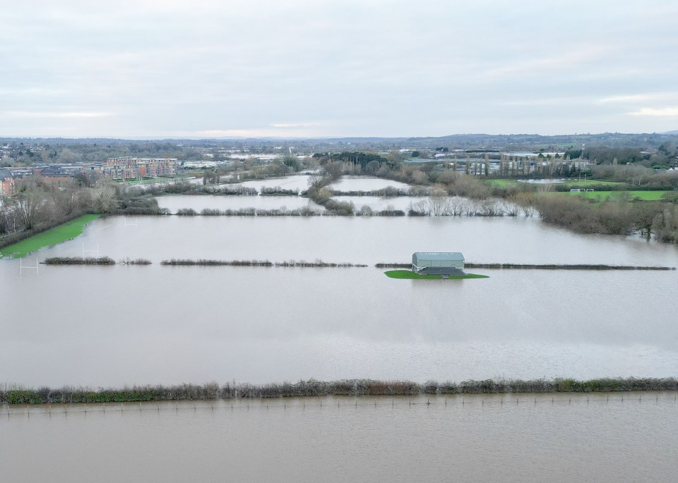 A field flooded after the River Severn burst its banks in Worcester