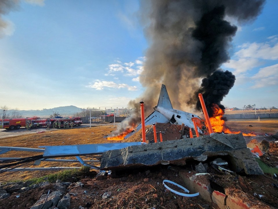 The jet was left a burning wreck after the crash