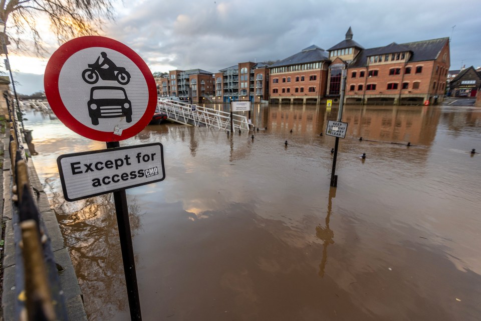 Flooding in York this morning in the aftermath of Storm Darragh