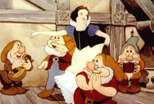 Snow White and four of the seven dwarfs.