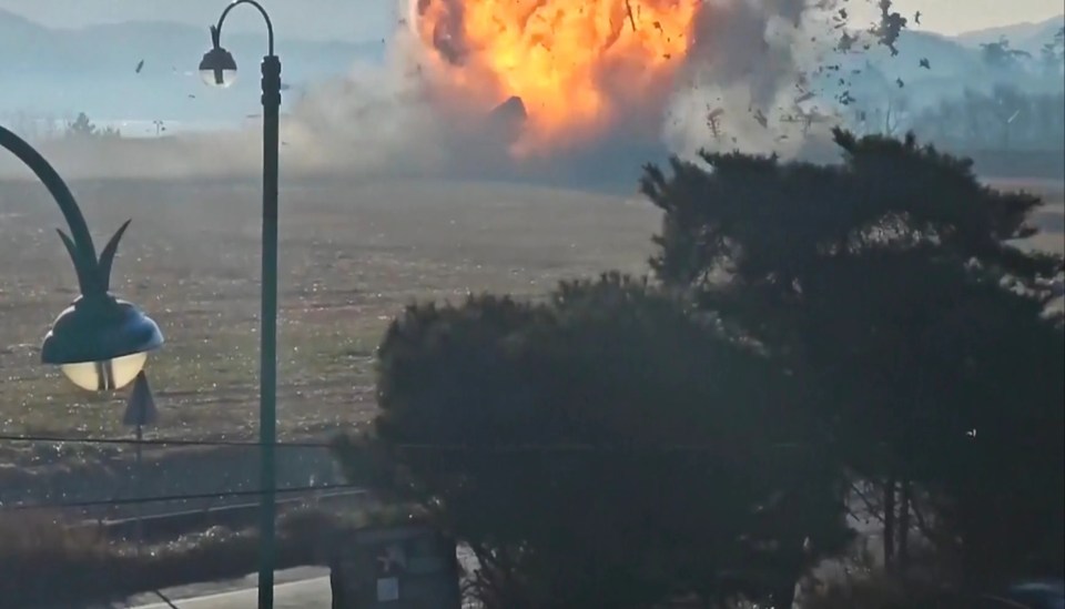 Footage caught the plane explode when it hit a wall after leaving the runway