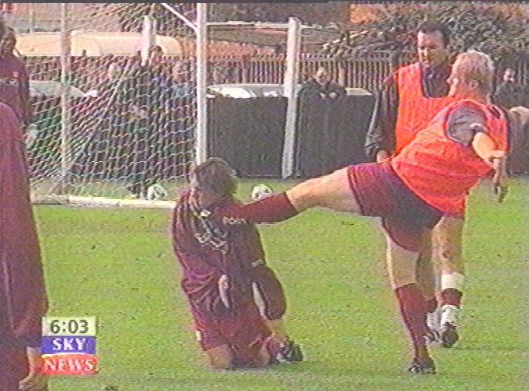 John Hartson's infamous kick to Eyal Berkovic's face was caught on camera