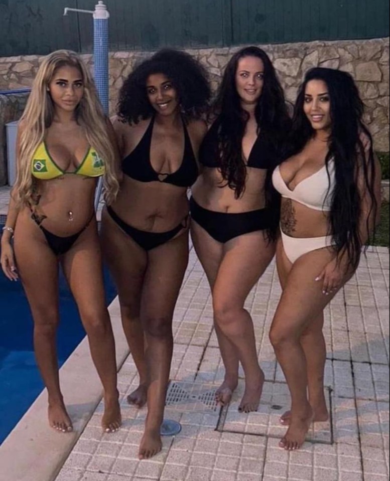 Liz, second from right, on holiday with a group of her pals