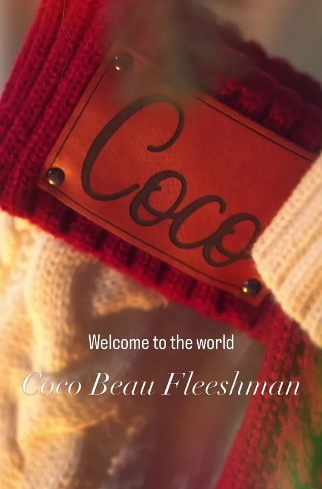 The couple have made a cute little stocking for baby Coco