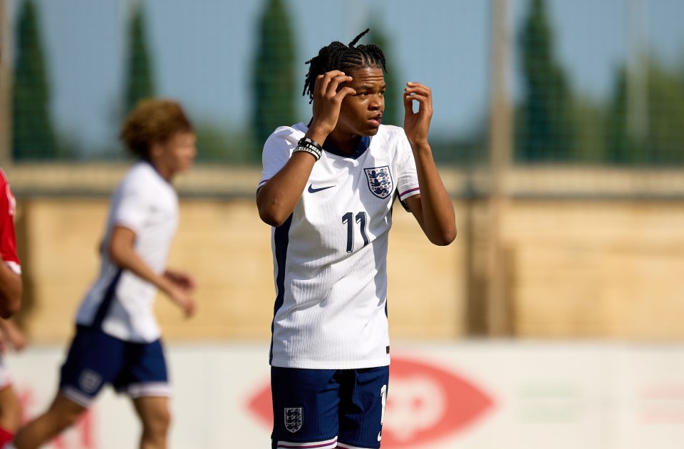 Rio Ngumoha of England reacts during a UEFA European Under-17 Championship qualifying match.