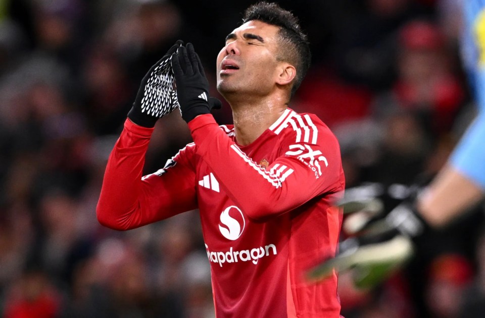 Casemiro of Manchester United reacts during a Premier League match.