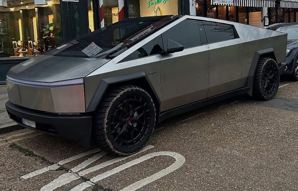 A Telsa Cybertruck has been pictured on the road in the UK for the first time