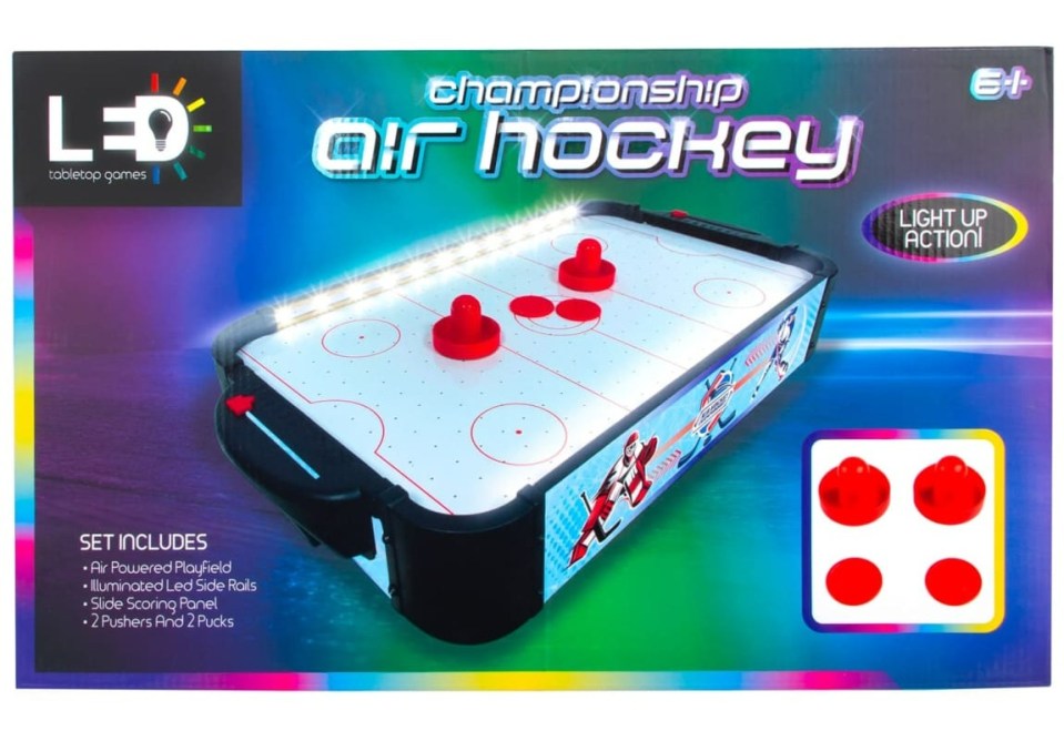 Championship air hockey tabletop game box.