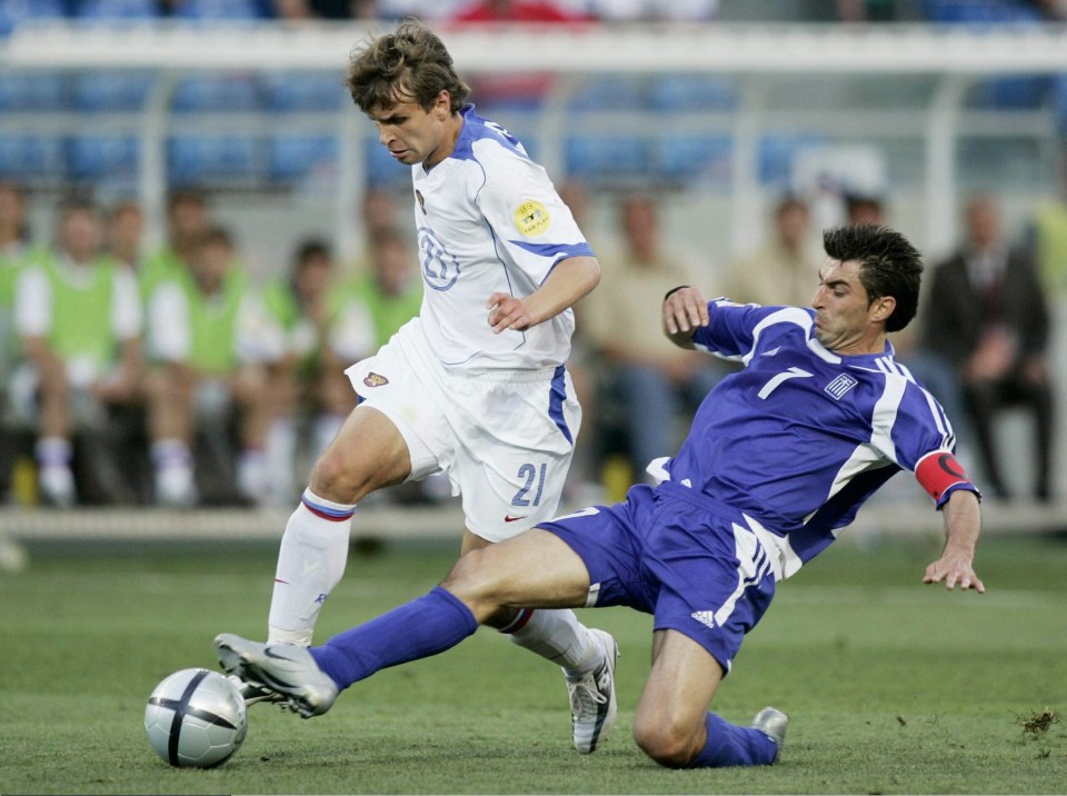 Bugayev playing against eventual winners Greece at Euro 2004