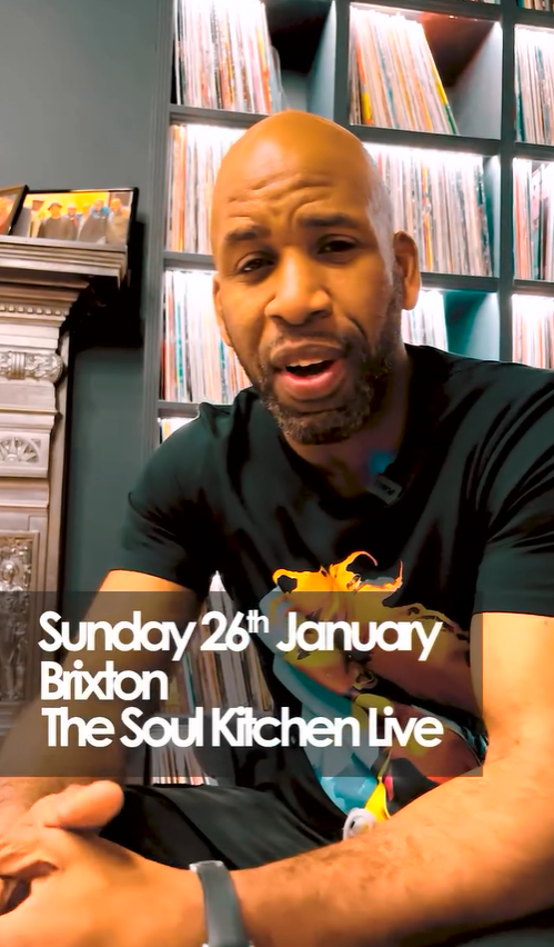 Man announcing The Soul Kitchen Live in Brixton.