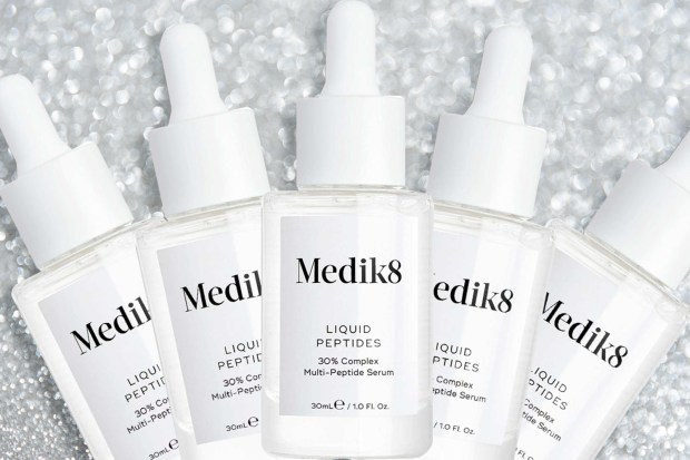 Five bottles of Medik8 Liquid Peptides 30% Complex Multi-Peptide Serum.