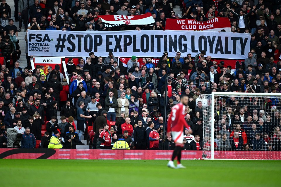 Supporters held up banners with the phrase: 'Stop Exploiting Loyalty'