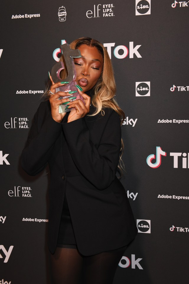 LONDON, ENGLAND - DECEMBER 03: Uche Natori wins the Fashion and Beauty Award at the UK TikTok Awards Ceremony on December 03, 2024 in London, England. (Photo by Nicky J Sims/Getty Images for TikTok UK Creator Awards 2024)