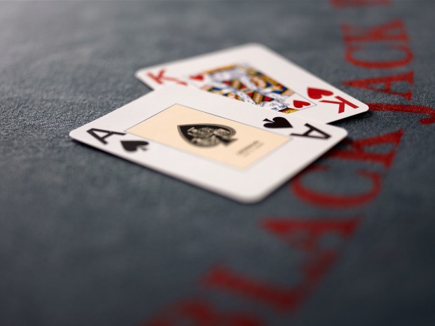 Blackjack hand: ace and king.