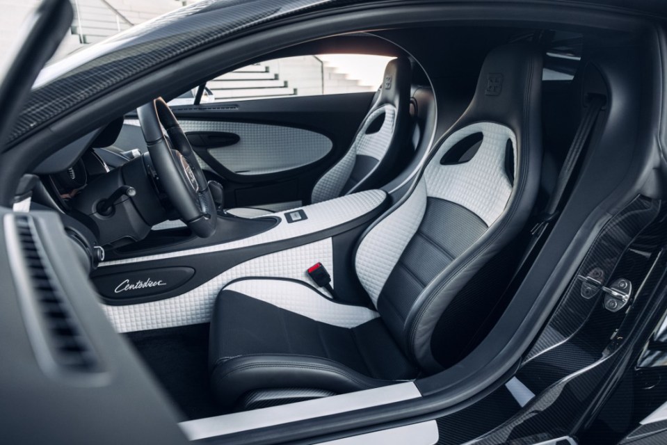 The interior of the supercar boasts seats with finely quilted leather