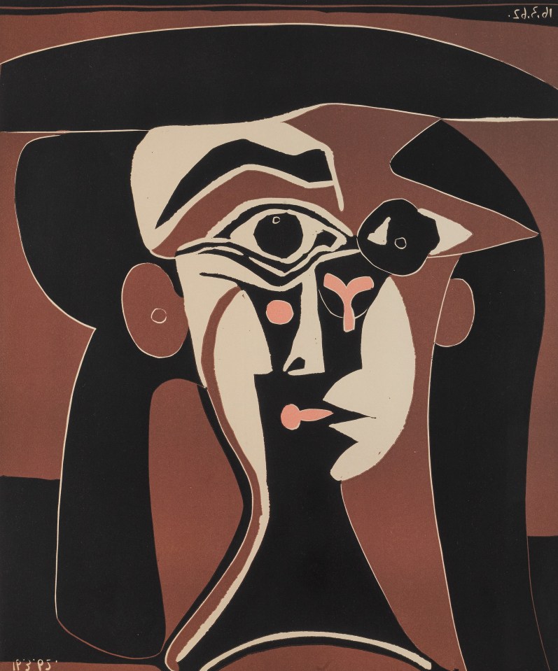 Picasso's Jacqueline in Black Hat (Jacqueline au chapeau noir) is an example of one of his crooked face paintings