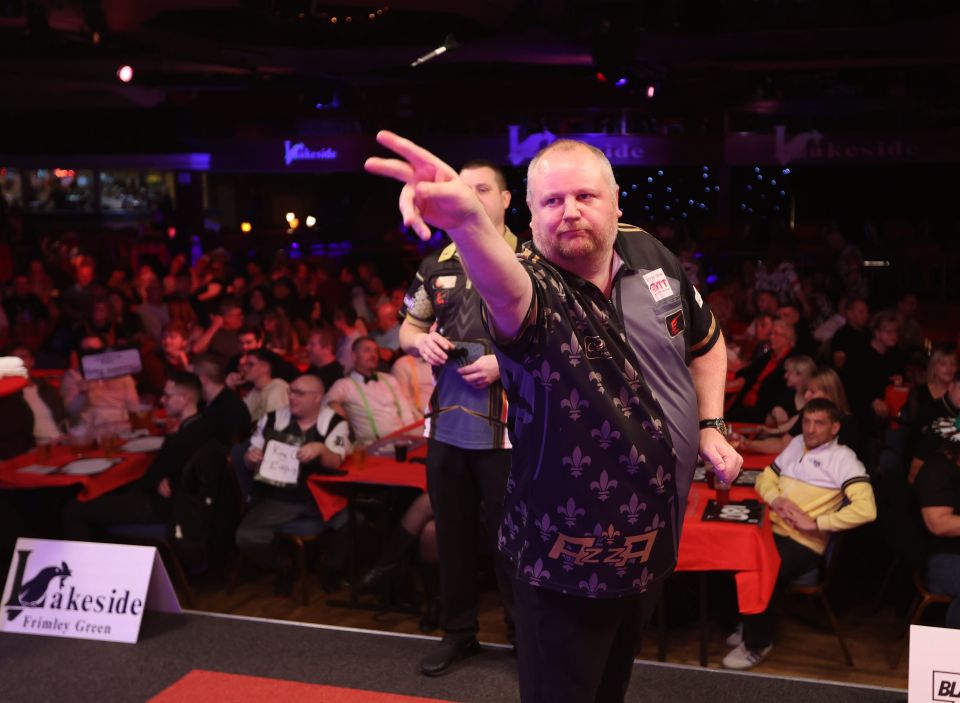 Aaron Turner pictured during the 2024 WDF World Championships darts at Lakeside, Frimley Green