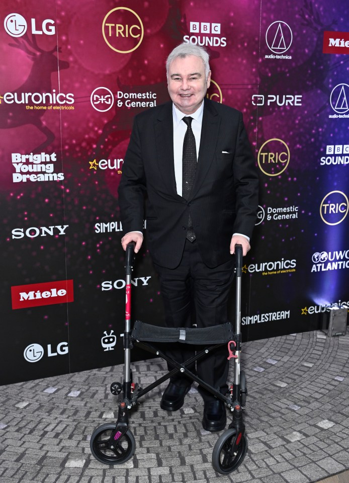 Eamonn looked happy despite his walker