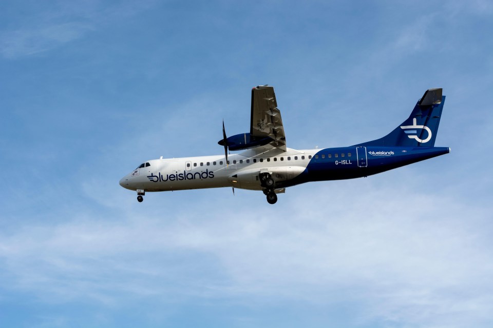 Blue Islands ATR 72-500 landing at Birmingham Airport.