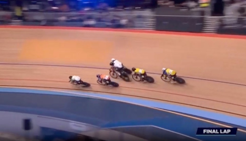 The collision came  during the first round of the keirin, shown live on Eurosport