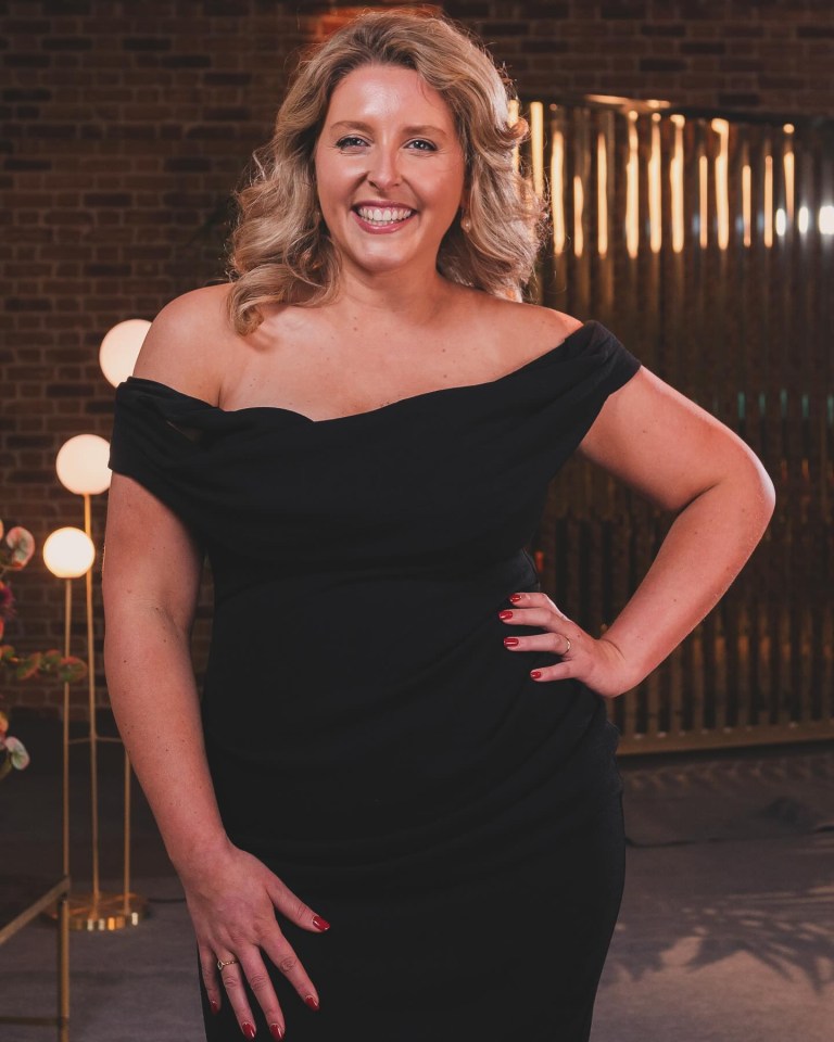 Emma Barnes from Married at First Sight UK 2024 in a black dress.