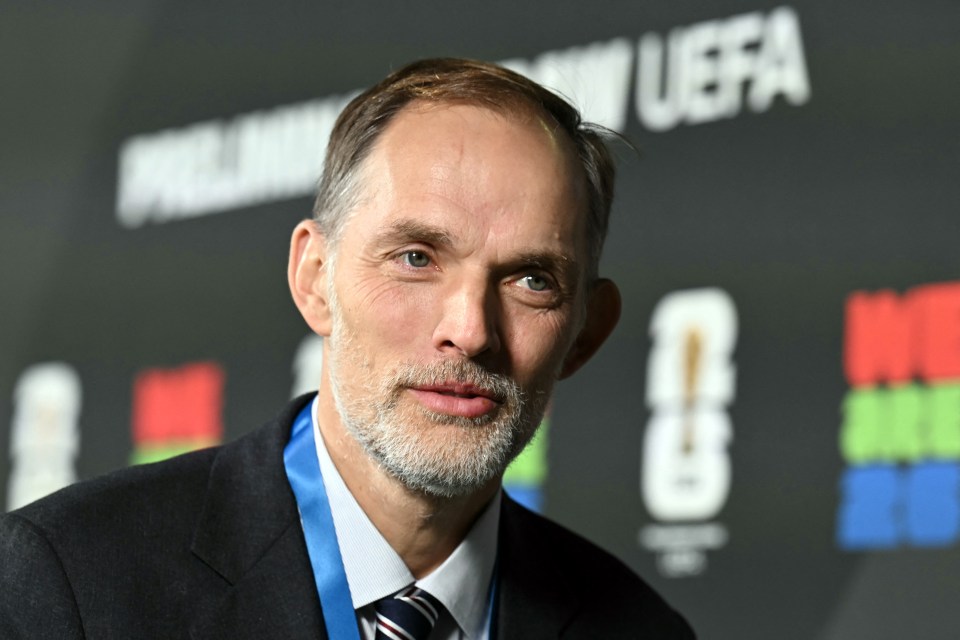 Thomas Tuchel at the 2026 FIFA World Cup European qualifiers draw.