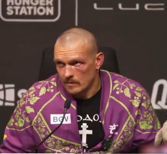 Usyk at a press conference.