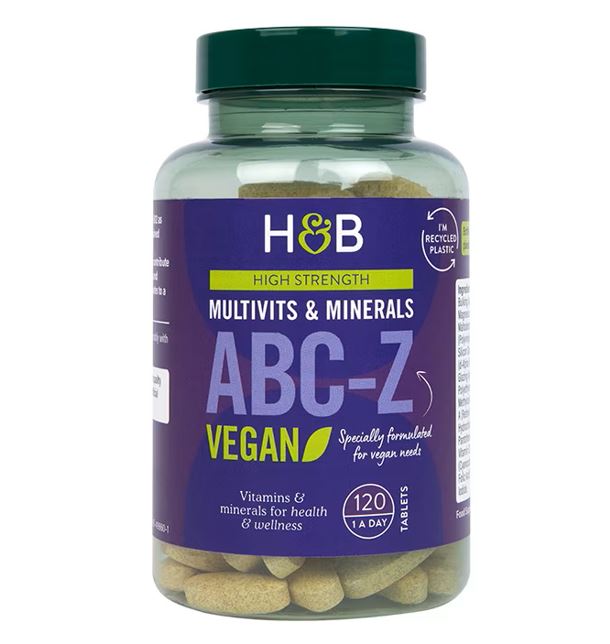 H&B High Strength ABC-Z Vegan multivitamins and minerals, 120 tablets.