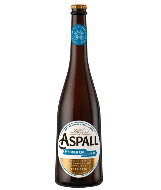 Aspall Premier Cru cider bottle.