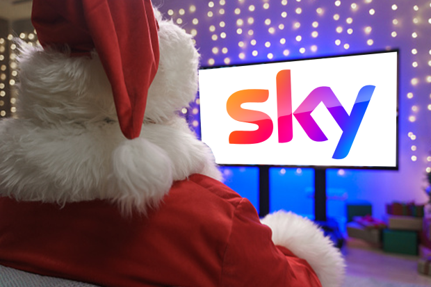 Santa watching Sky TV.