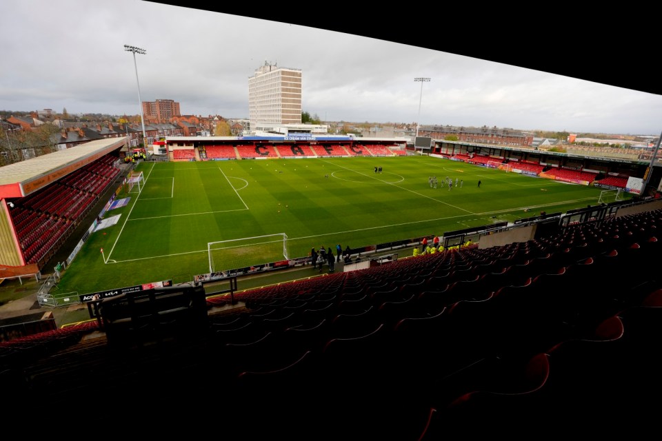 General view of inside the stadium before the Sky Bet League Two match at the Mornflake Stadium, Crewe. Picture date: Saturday November 16, 2024. PA Photo. See PA story SOCCER Crewe. Photo credit should read: Nick Potts/PA Wire. RESTRICTIONS: EDITORIAL USE ONLY No use with unauthorised audio, video, data, fixture lists, club/league logos or "live" services. Online in-match use limited to 120 images, no video emulation. No use in betting, games or single club/league/player publications.