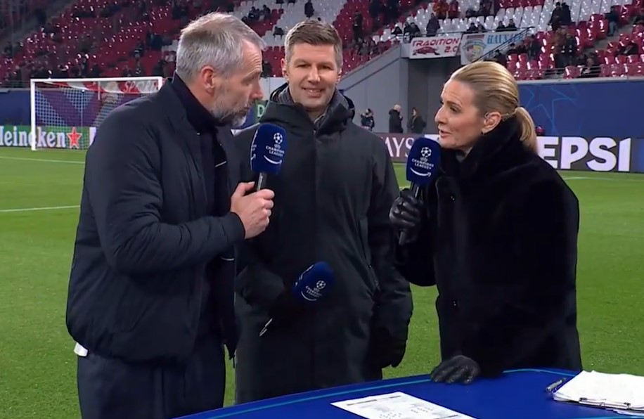 Gabby Logan laughed awkwardly after Marco Rose swore